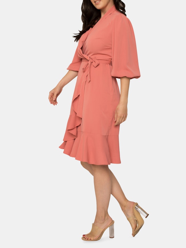 Kylie Ruffle Wrap Midi Dress: additional image