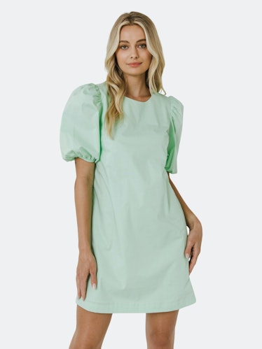 Puff Sleeve Mini Dress: image 1