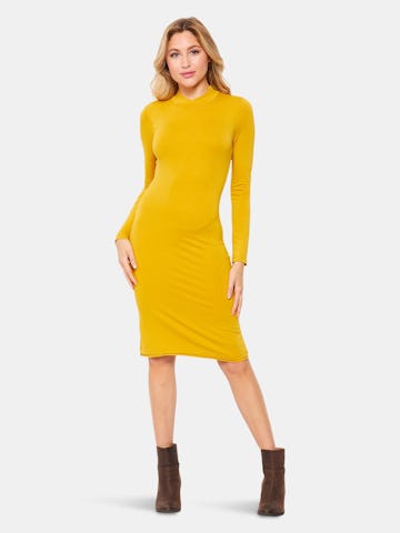 Long Sleeve Mock Midi Dress | Mustard: image 1
