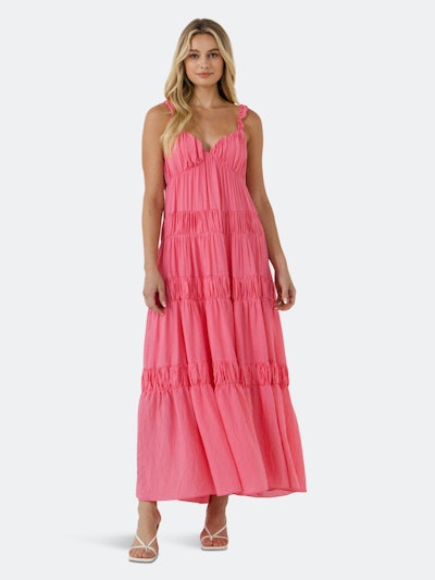 Ruched Layered Sweetheart Maxi Dress: image 1