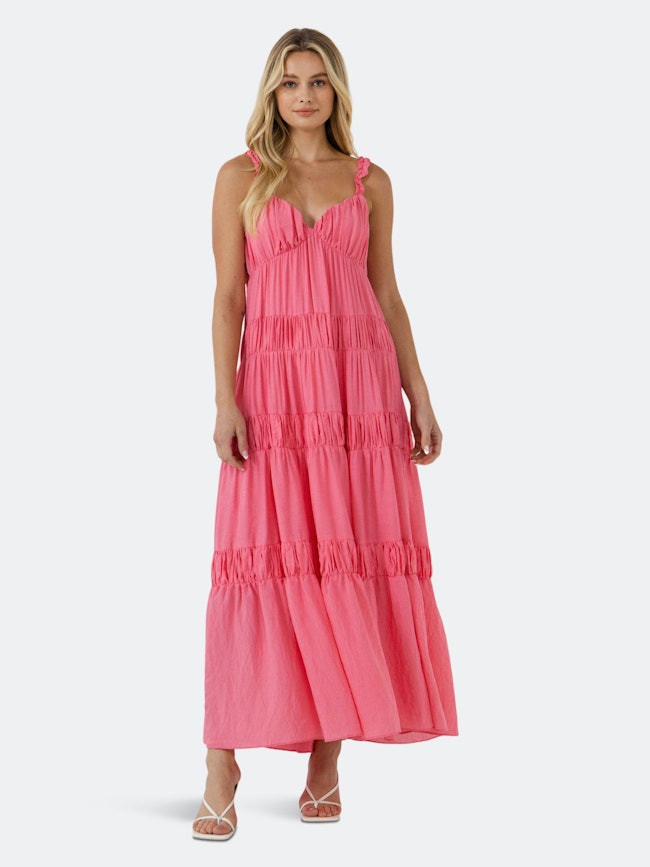 Ruched Layered Sweetheart Maxi Dress: image 1