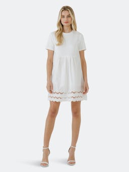 Mixed Media Scallop Lace Mini Dress: additional image