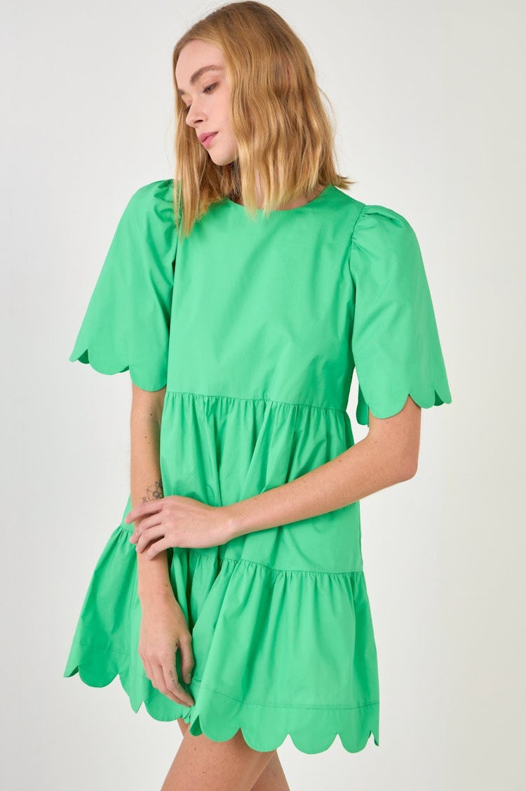 Scallop Detail Mini Dress: image 1