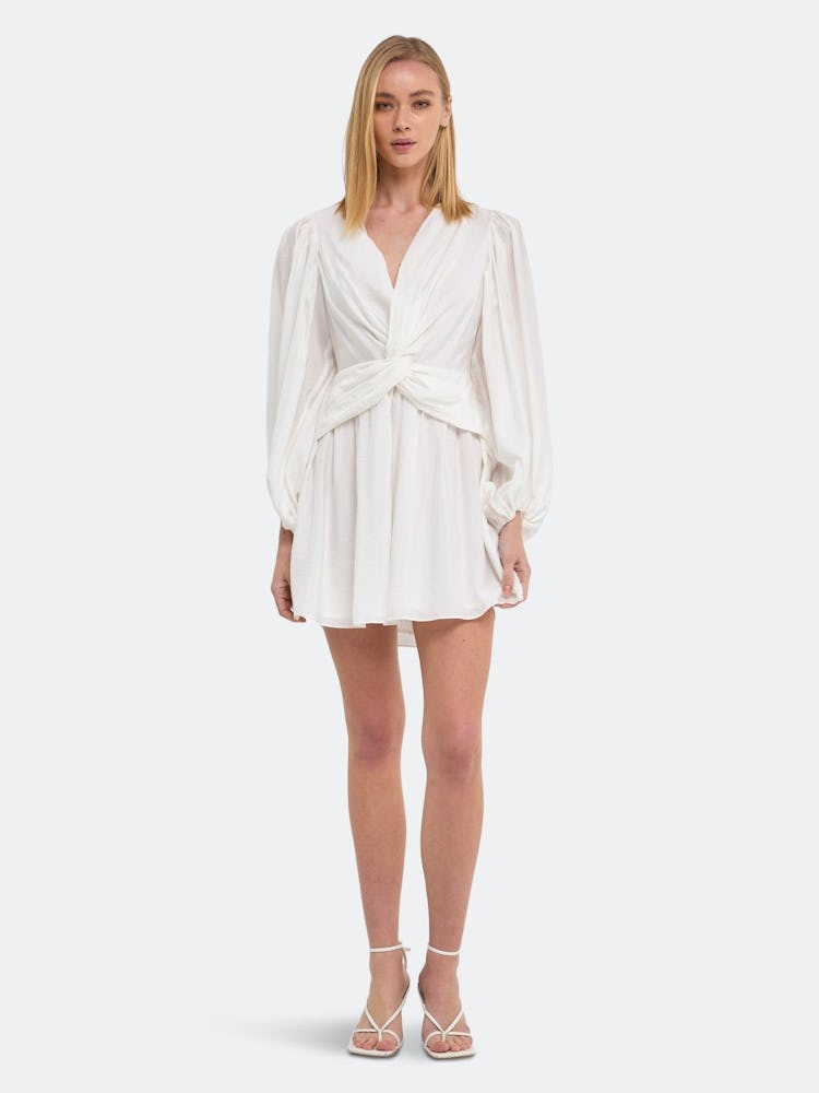 Twist Front Draped Mini Dress: image 1