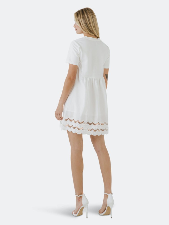 Mixed Media Scallop Lace Mini Dress: additional image