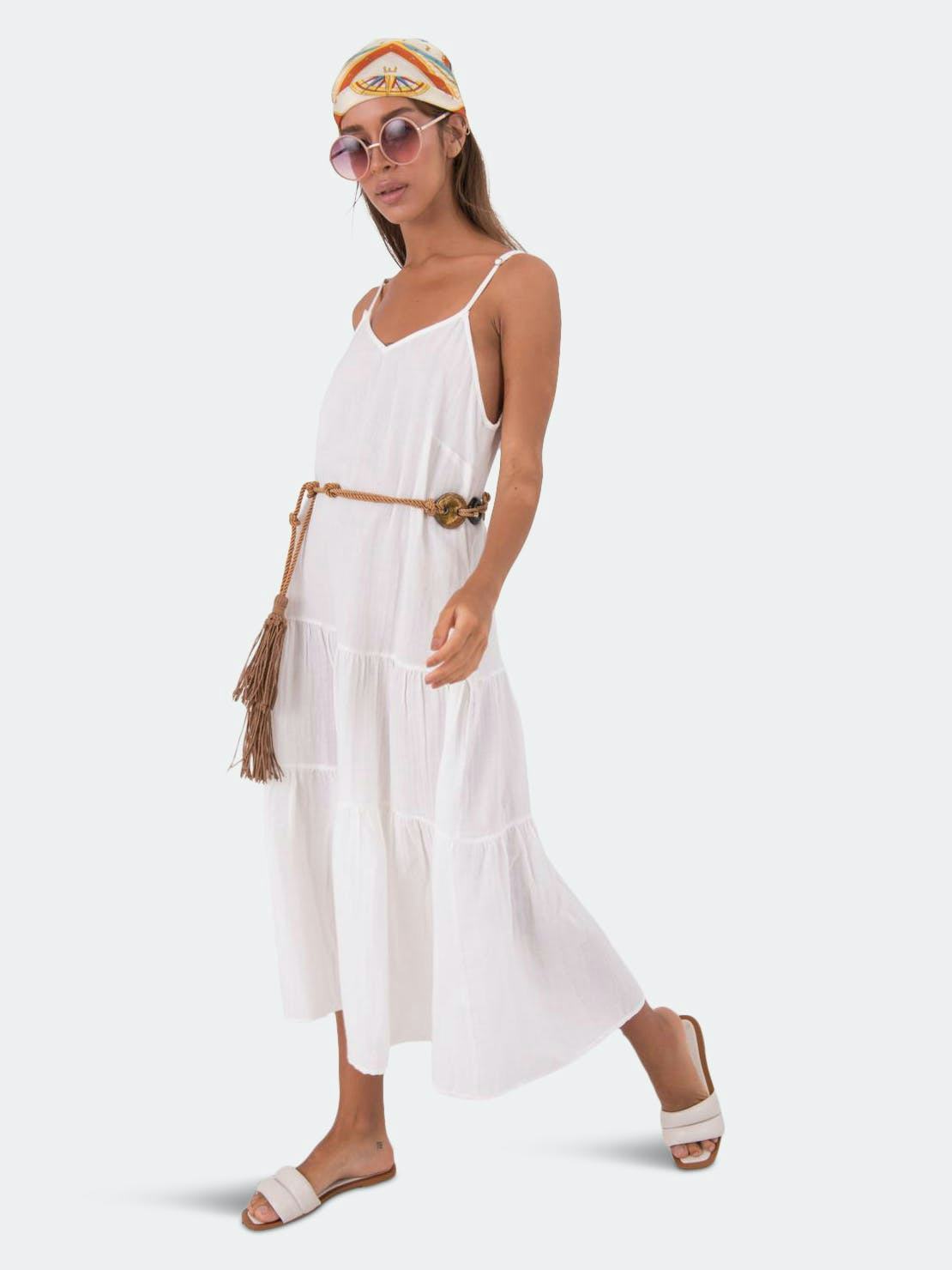 Flounce Strappy Midi Dress: image 1