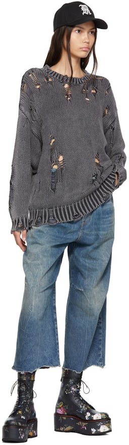 Black Distressed Sweater: additional image