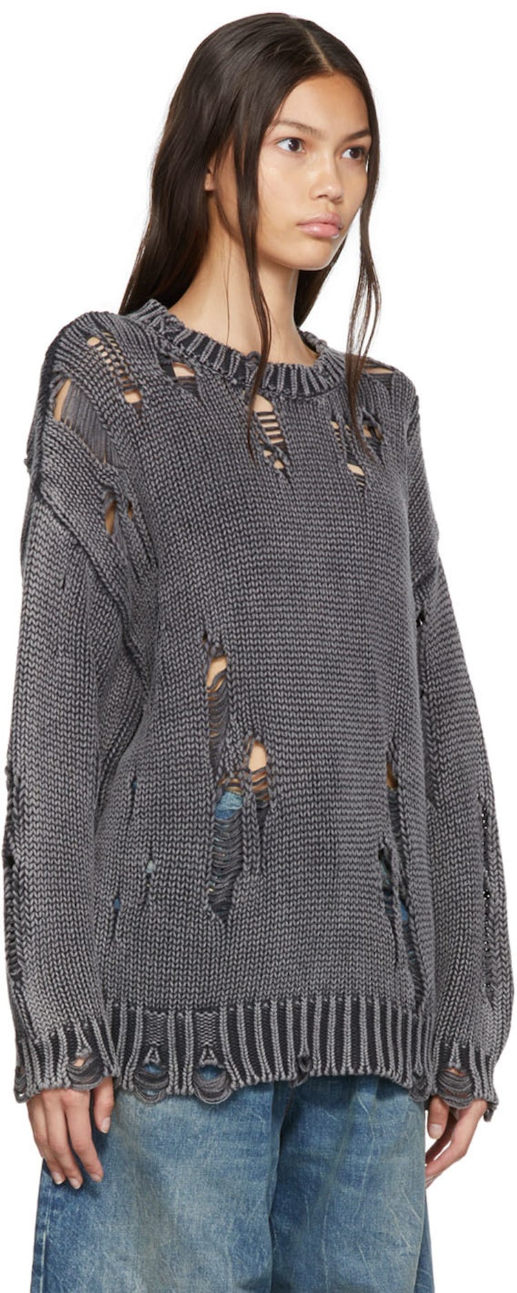 Black Distressed Sweater: additional image