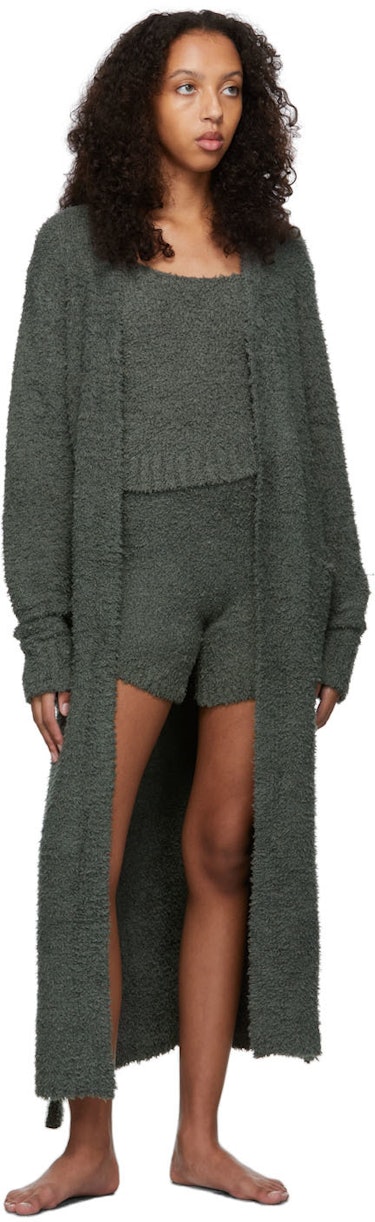 Grey Cozy Knit Boy Shorts: additional image