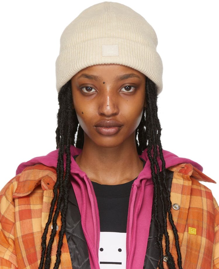 Beige Ribbed Beanie: additional image