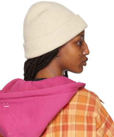 Beige Ribbed Beanie: additional image