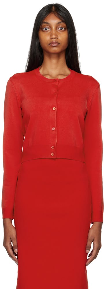 Red 'The Cropped Cardigan' Cardigan: image 1