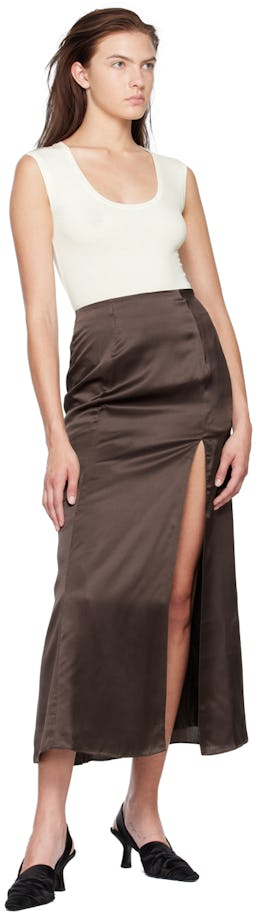 Brown Organic Silk Maxi Skirt: additional image