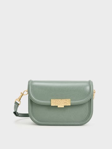 Genevieve Metallic Accent Crossbody Bag - Sage Green: image 1