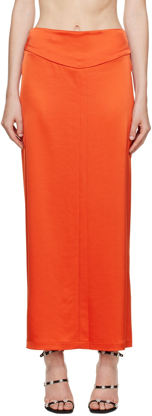 SSENSE Exclusive Orange Staple Midi Skirt: image 1
