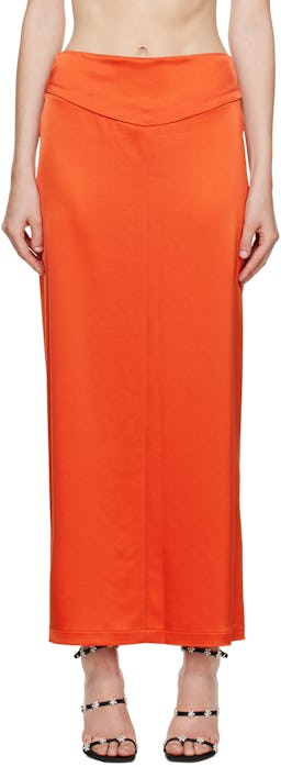 SSENSE Exclusive Orange Staple Midi Skirt: image 1