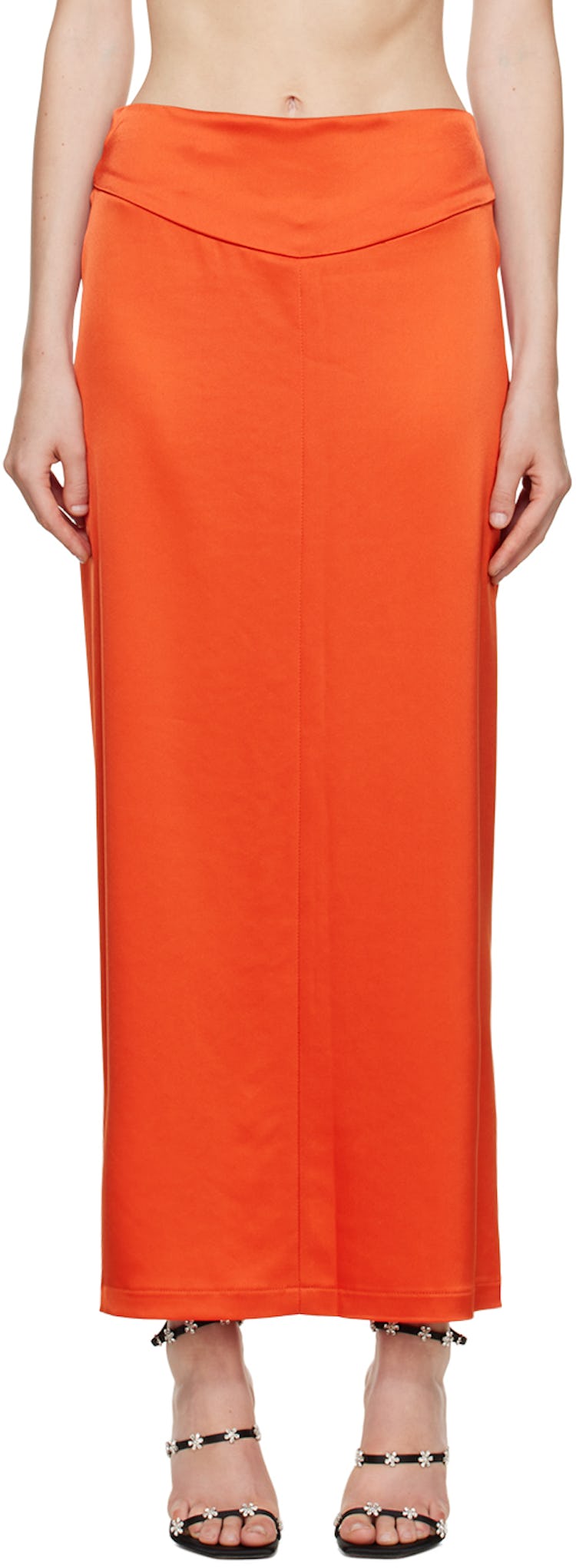 SSENSE Exclusive Orange Staple Midi Skirt: image 1