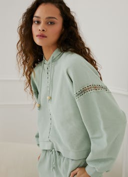 Hoodie with Lace Details and Beads: additional image
