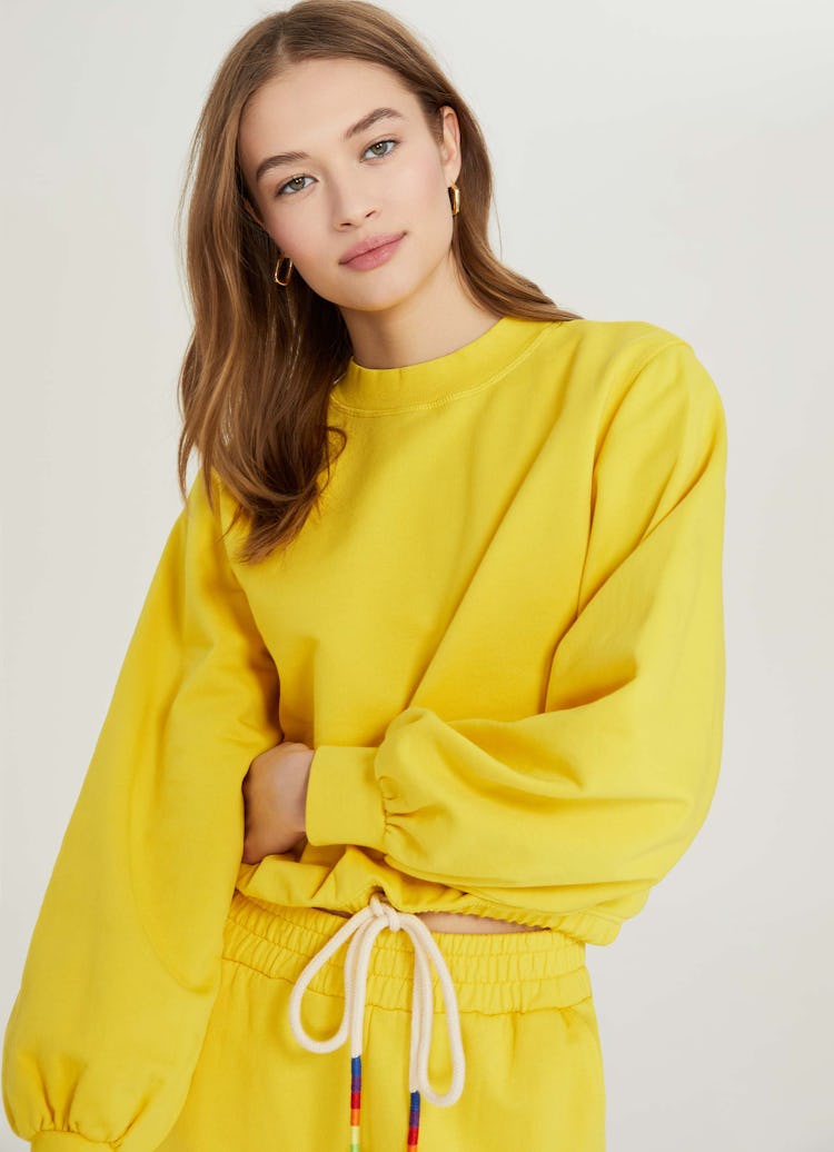 Cropped Sweatshirt with Rainbow Drawstring: image 1