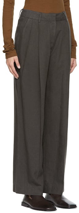 Gray Tencel & Linen Trousers: additional image