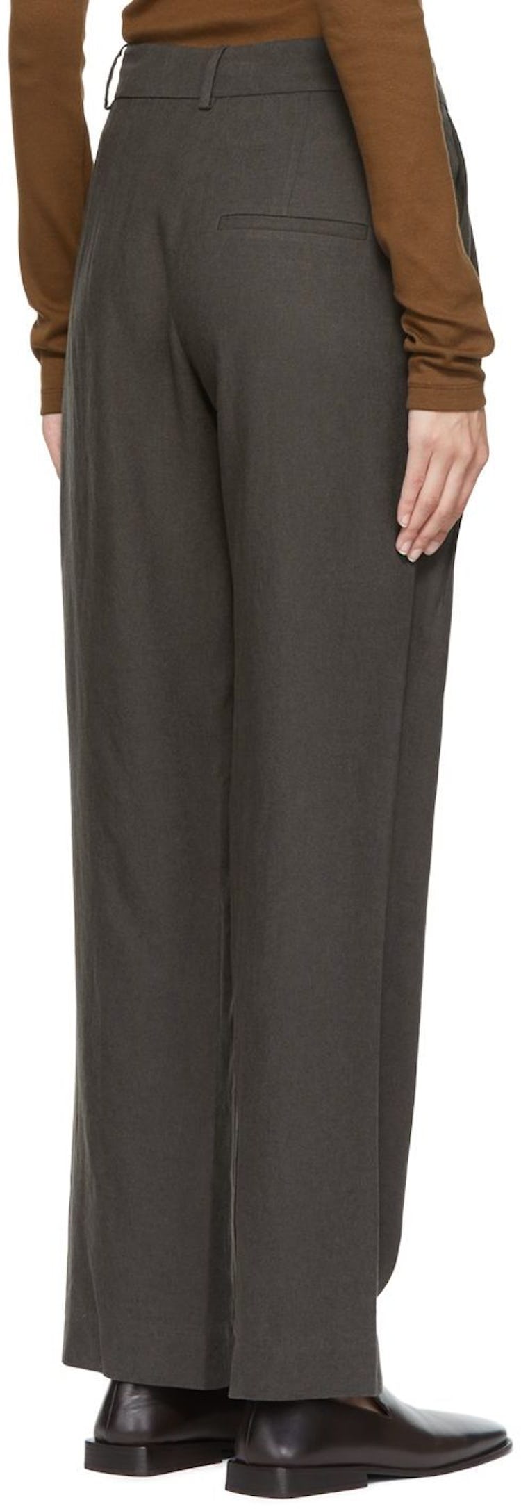 Gray Tencel & Linen Trousers: additional image