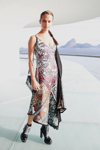 Alicia Vikander poses at the photocall for Louis Vuitton Cruise