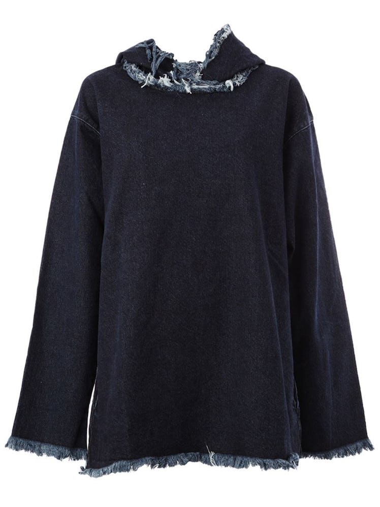 Marques Almeida oversized frayed denim hoodie