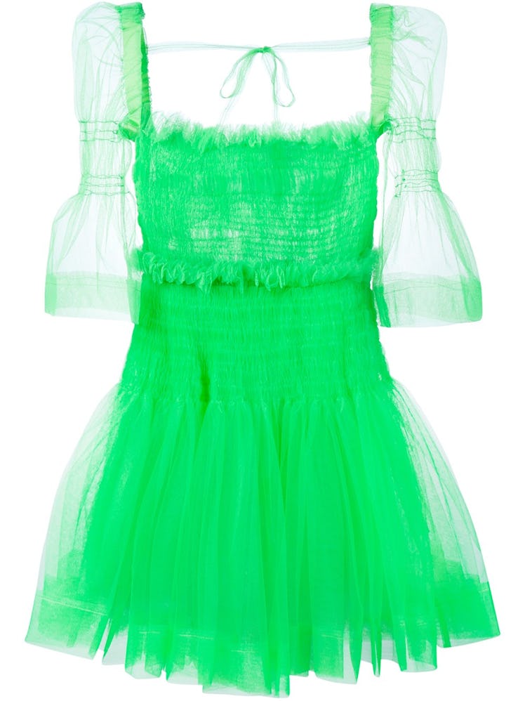 Molly Goddard green sheer tulle mini dress