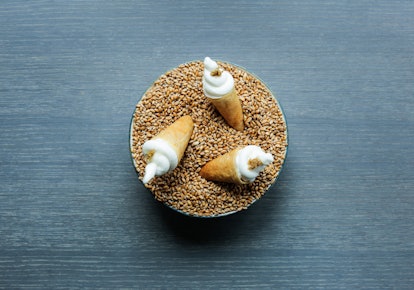 108 sourdough cone with toasted barley cream  