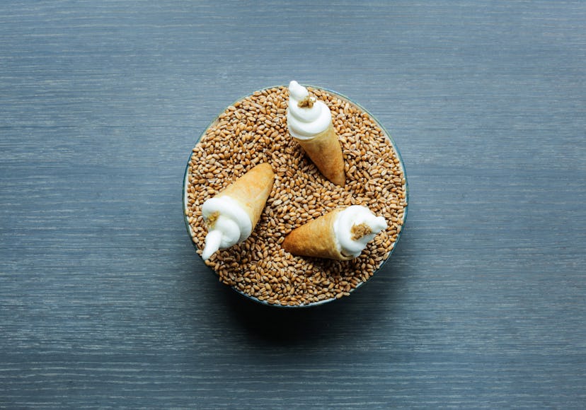 108 sourdough cone with toasted barley cream
