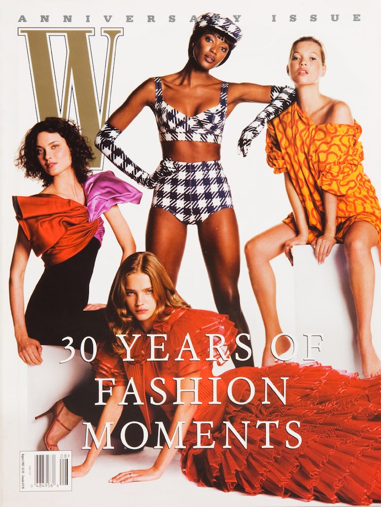 Naomi Campbell, Shalom Harlow, Natalia Vodianova and Kate Moss on the cover of W Magazine 2002