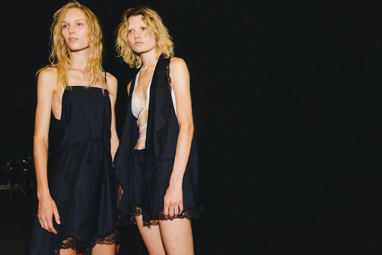Models wearing black outfits from Alexander Wang Spring 2017 collection