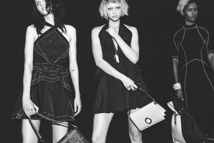 Models in black dresses from Alexander Wang Spring 2017 collection