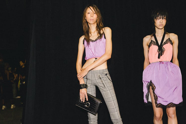 Models backstage at Alexander Wang Spring 2017