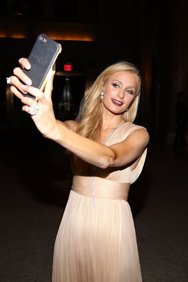 Paris Hilton taking a selfie at the UNITAS 2nd annual gala against human trafficking at Capitale.