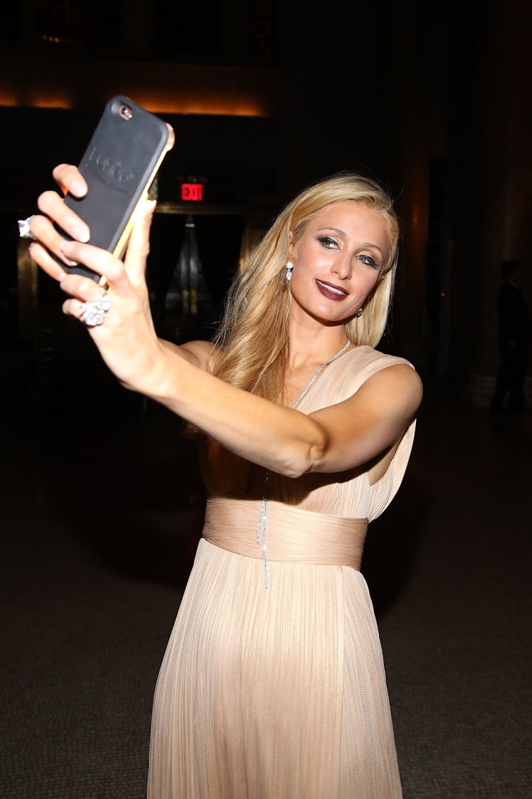 Paris Hilton taking a selfie at the UNITAS 2nd annual gala against human trafficking at Capitale.