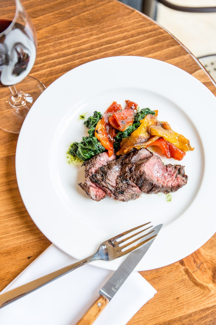 Steak served with vegetables at the King restaurant