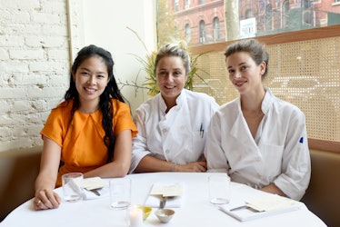 Annie Shi, Jess Shadbolt, and Clare de Boer sitting together at the King restaurant