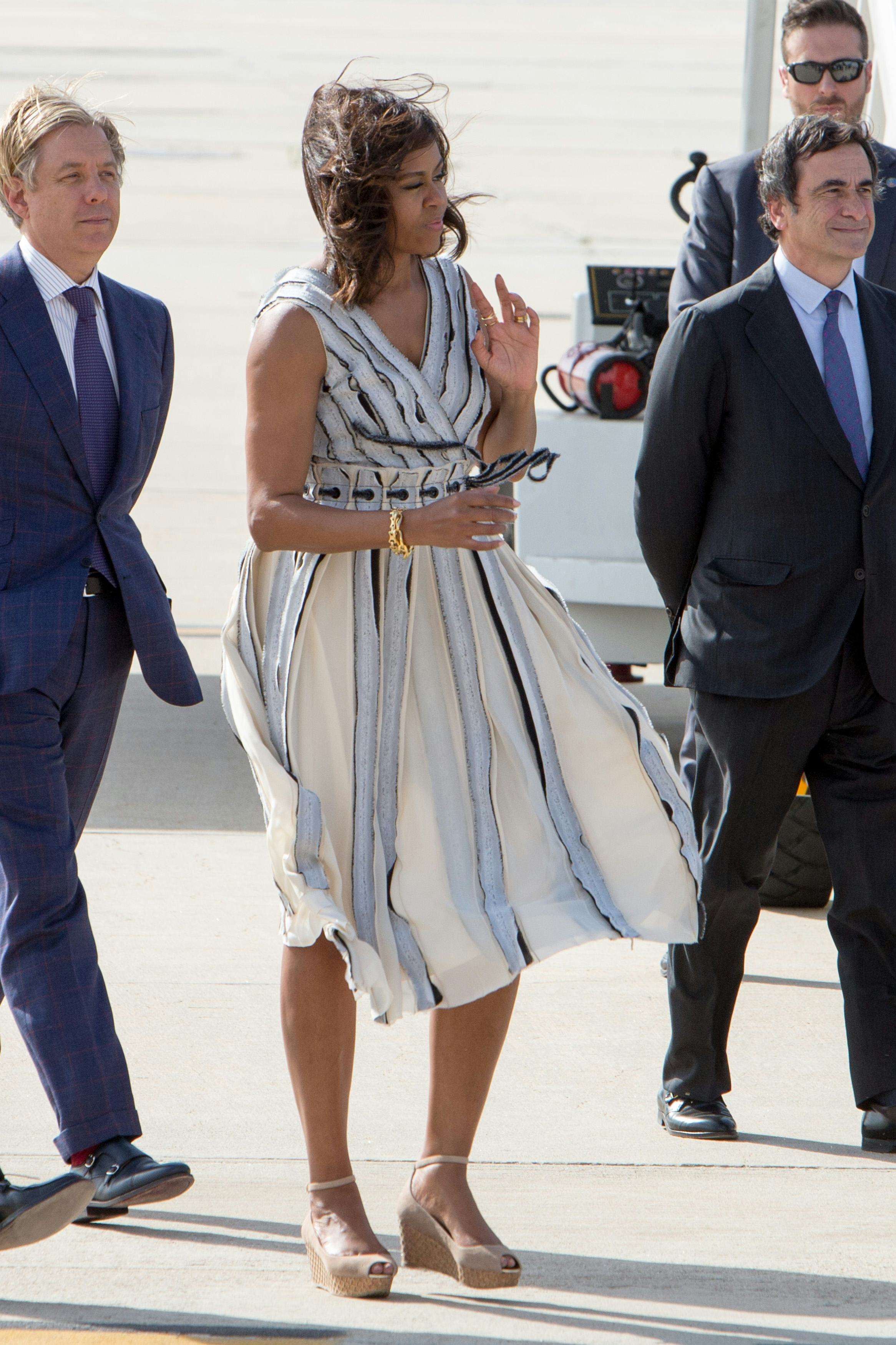 Michelle obama yellow shop dress gold boots