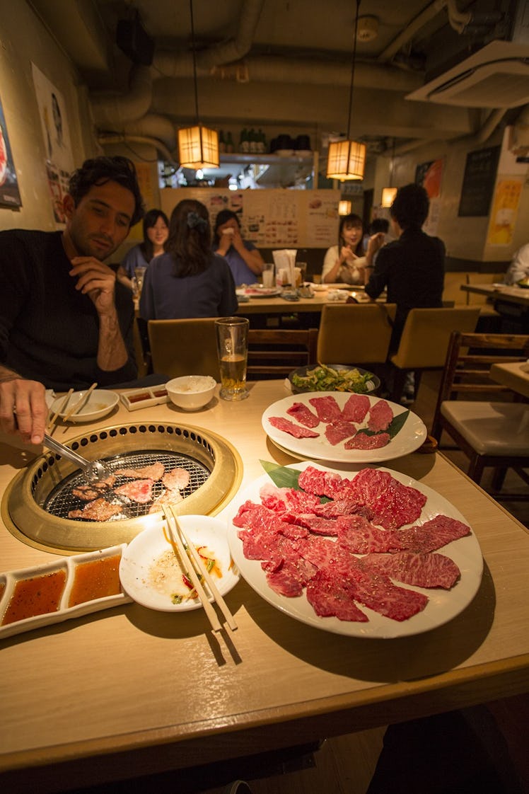 Colin Tunstall eating Yakiniku for dinner.