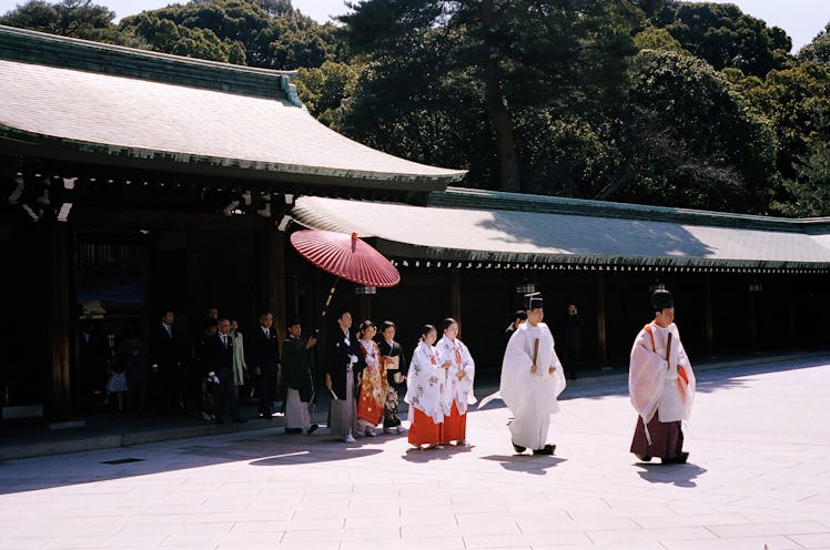 Traditional Japanese wedding ceremony at Meiji Shrine.