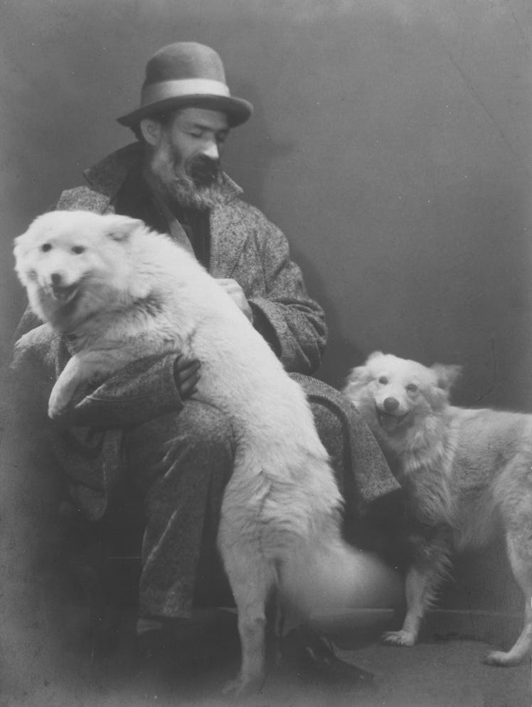 Illustration of Brancusi and his dog