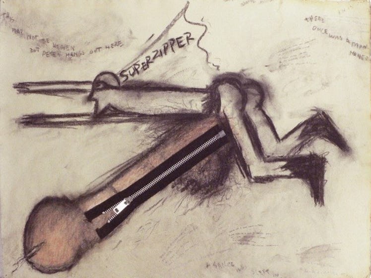 Judith Bernstein, “SUPERZIPPER #6,” 1966. featuring an abstract sketch