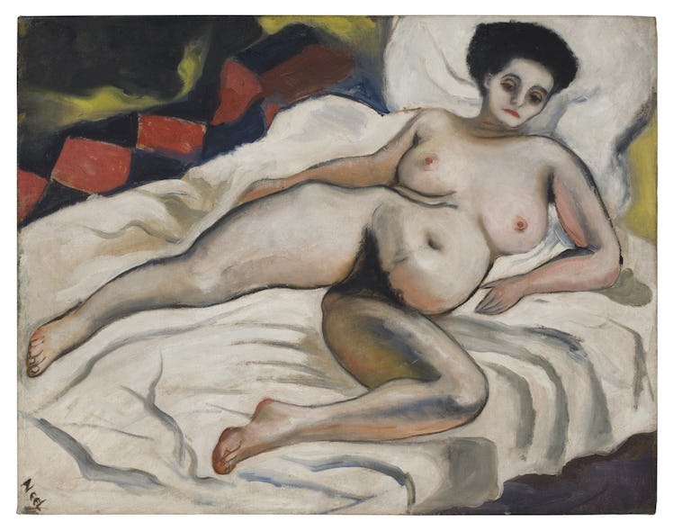 Alice Neel, “Nadya Nude,” 1933. painting with a nude woman lying on a bed