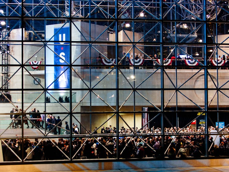 The crowd at Hillary Clinton's election night party behind the Convention Center's fence 