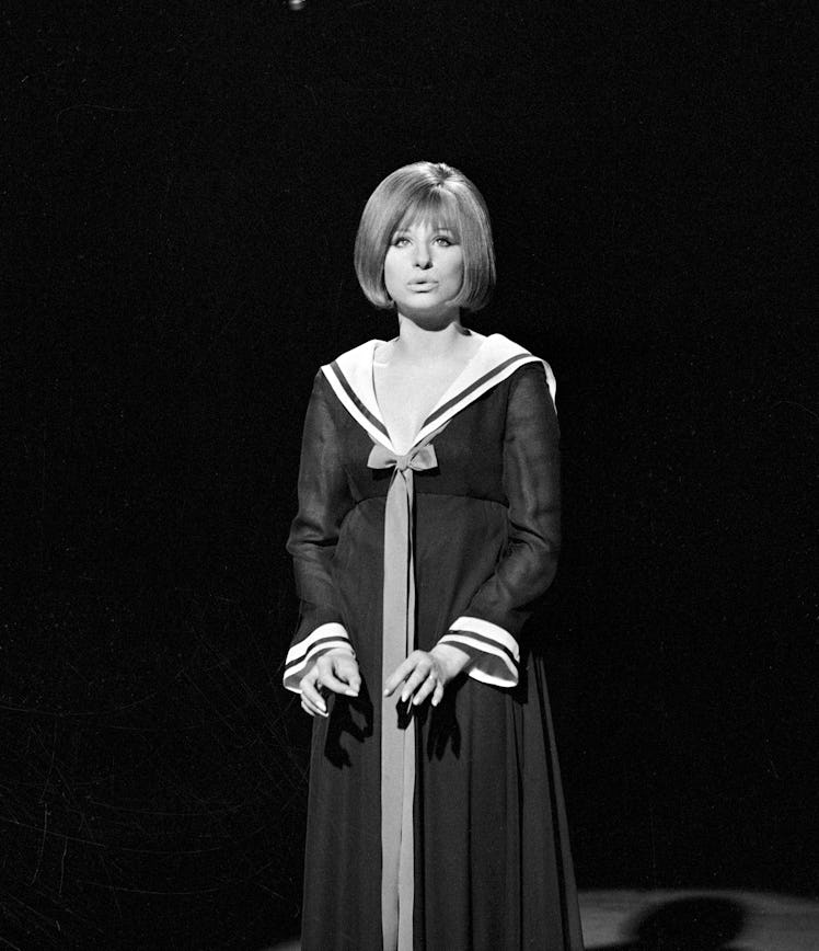 Streisand wearing a bob cut hairstyle while performing for the ‘My Name is Barbra’ CBS television sp...