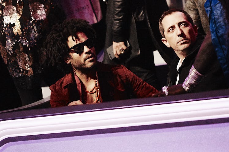 Lenny Kravitz and Gad Elmaleh sitting front row at the 2016 Victoria's Secret Fashion Show 