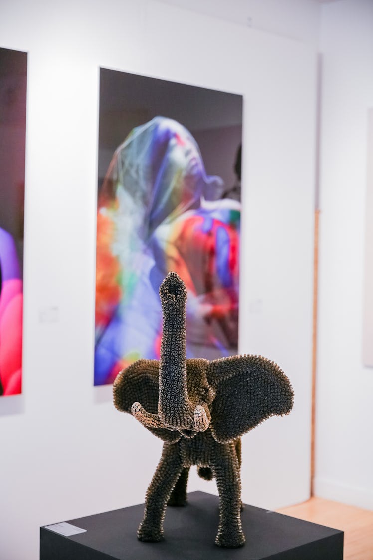 An elephant sculpture displayed at Art Basel Miami Beach 2016