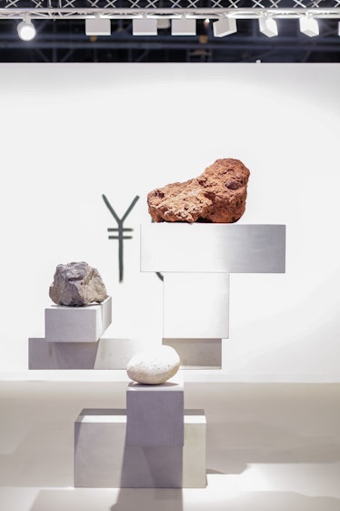 An art installation with rocks showcased at the Art Basel Miami Beach in 2016.