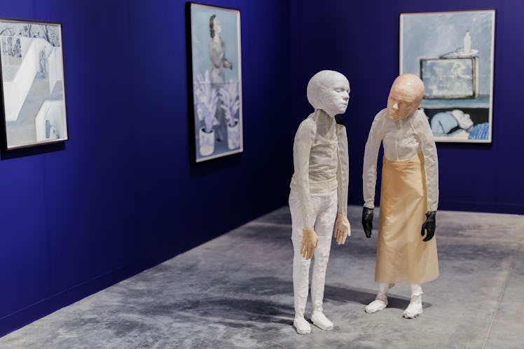 Statues displayed at the Art Basel Miami Beach in 2016.